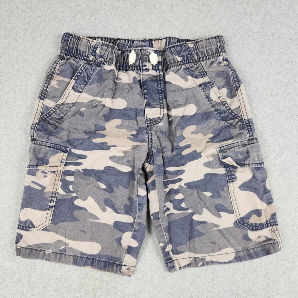 Lucky Brand Cargo Shorts Boys M 10/12 Blue Camo Elastic Waist Drawstring Utility